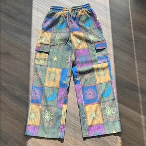 SHEIN Multicolor Sun & Moon Patchwork Cargo Pants